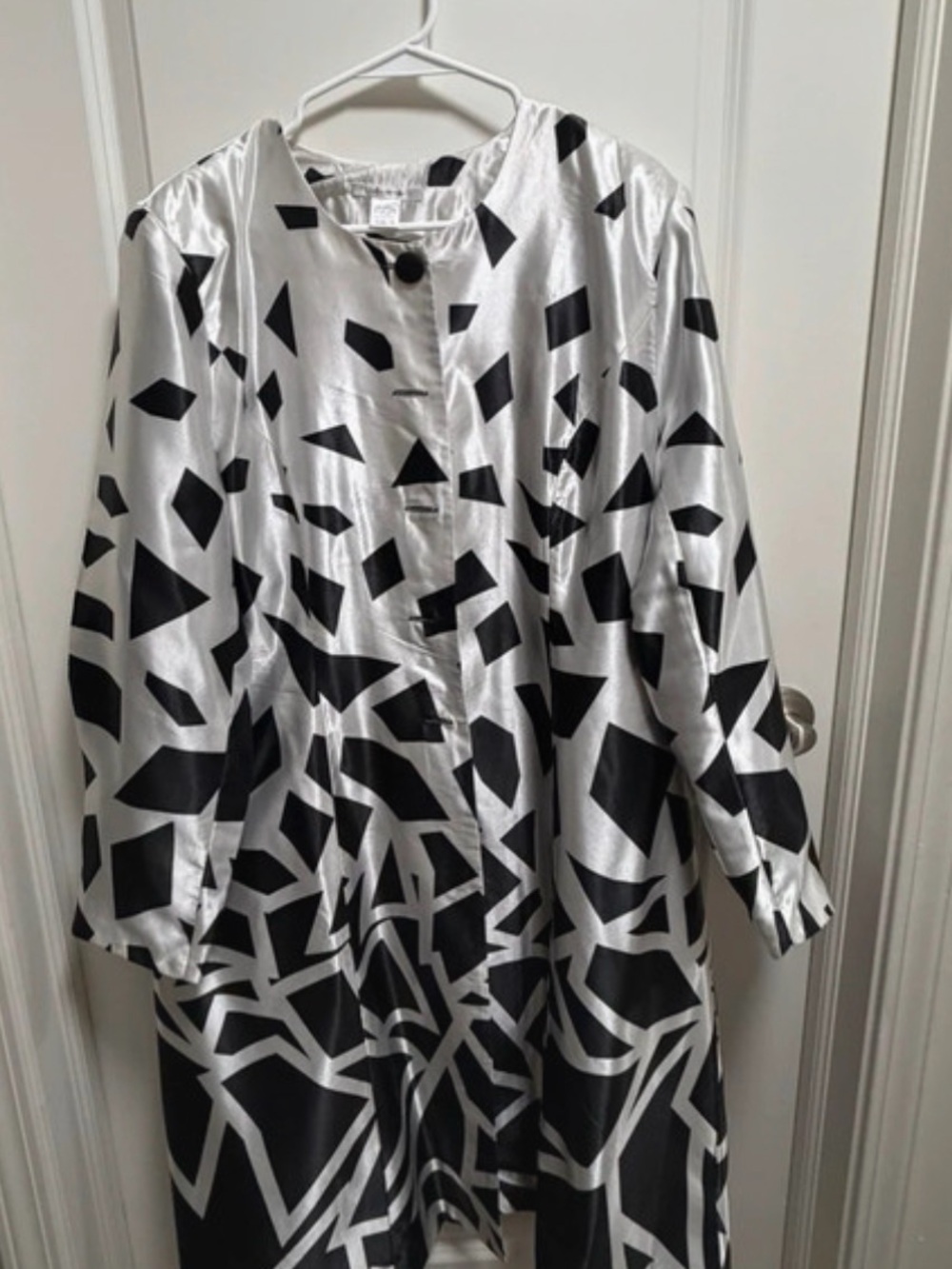 Black & White Geometric Satin Coat